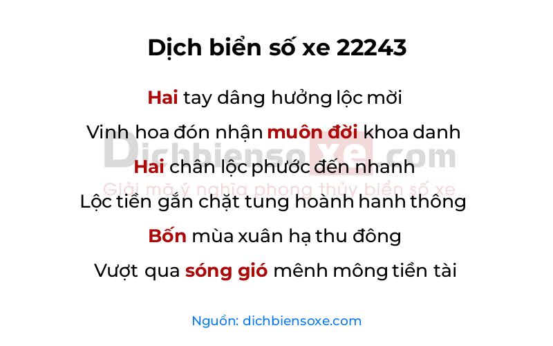 Dịch thơ biển số 22243