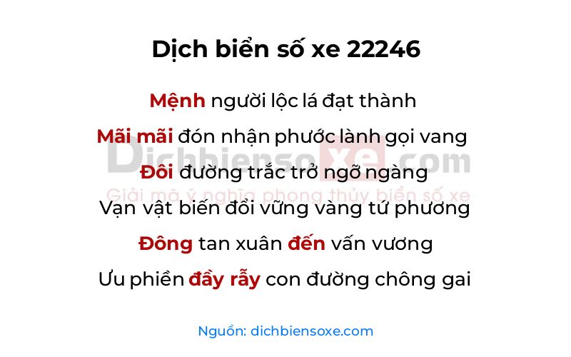 Dịch thơ biển số 22246
