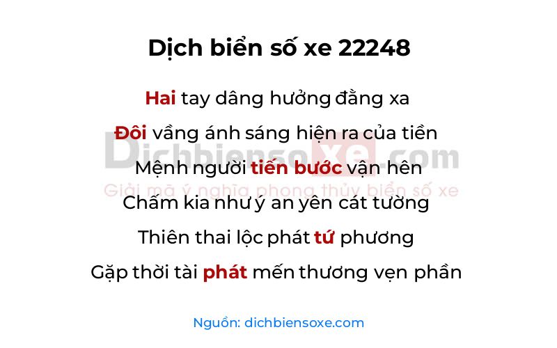 Dịch thơ biển số 22248