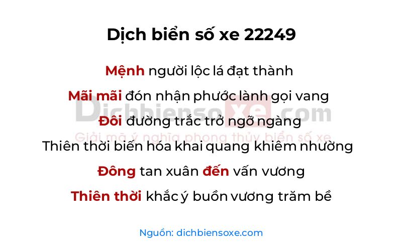 Dịch thơ biển số 22249