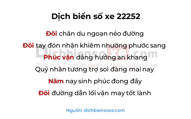 Dịch thơ biển số 22252