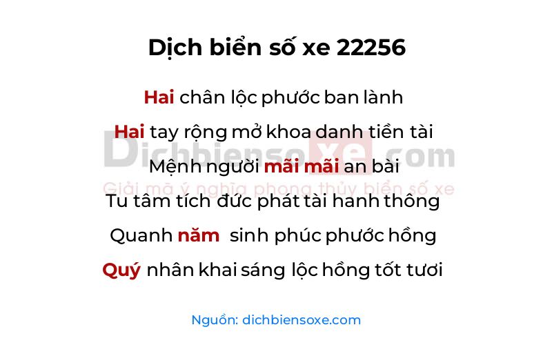 Dịch thơ biển số 22256