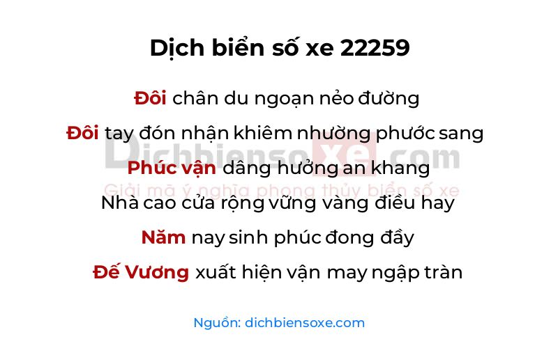 Dịch thơ biển số 22259