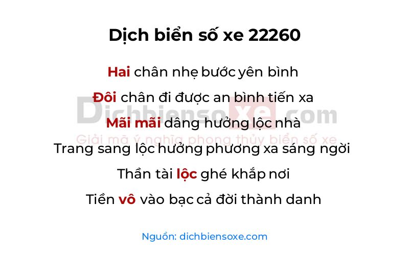 Dịch thơ biển số 22260