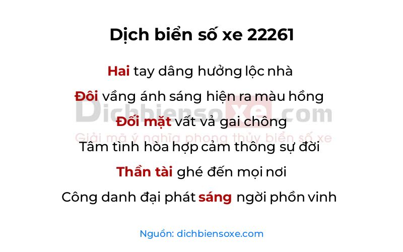 Dịch thơ biển số 22261