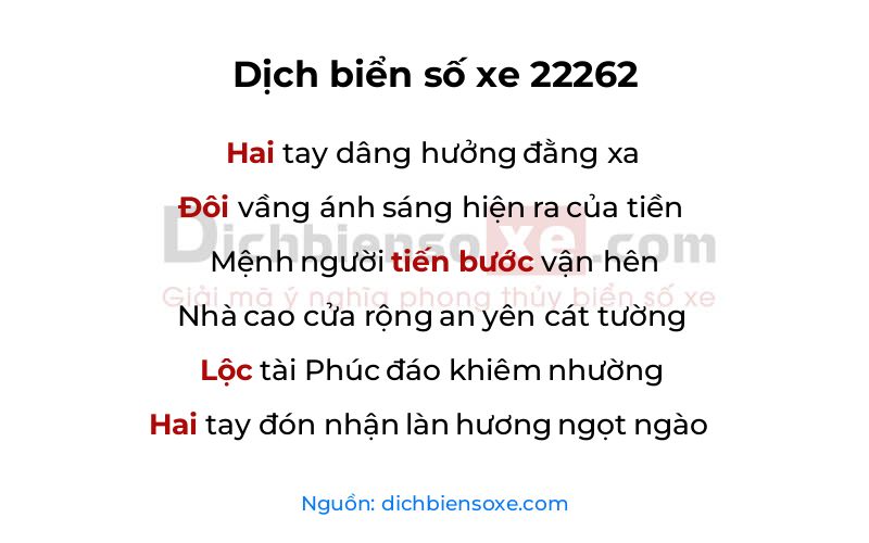 Dịch thơ biển số 22262