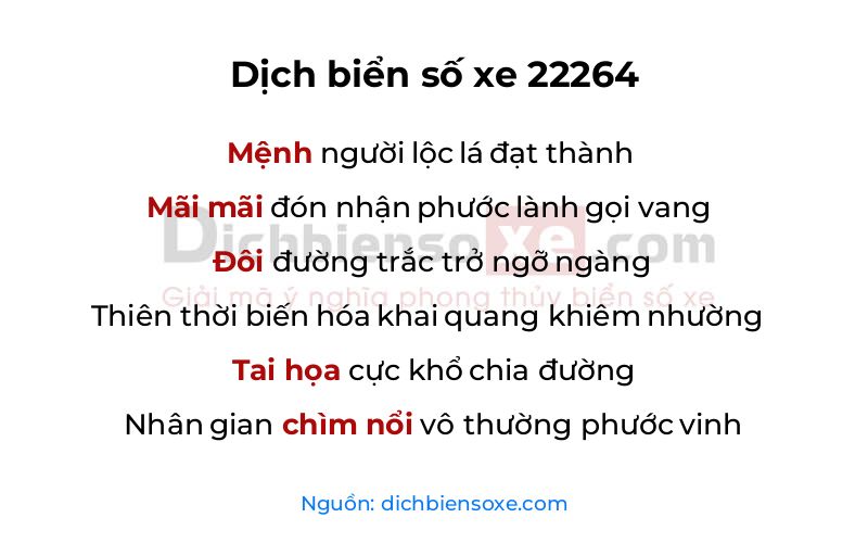 Dịch thơ biển số 22264