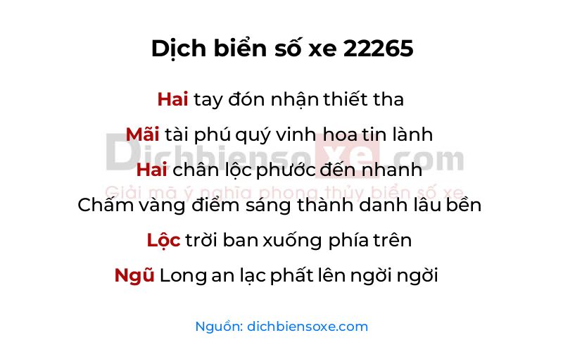 Dịch thơ biển số 22265