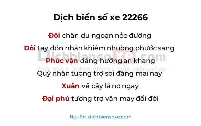 Dịch thơ biển số 22266