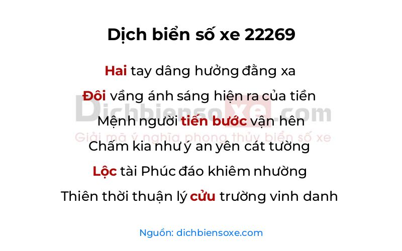 Dịch thơ biển số 22269