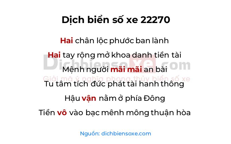 Dịch thơ biển số 22270