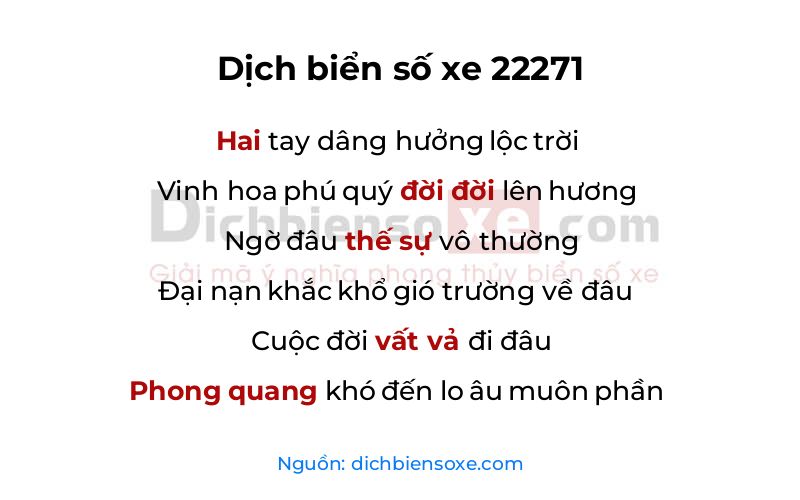 Dịch thơ biển số 22271