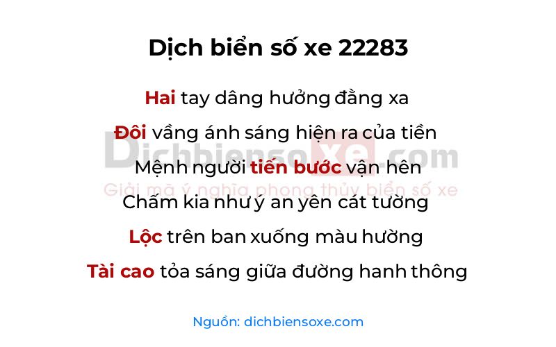 Dịch thơ biển số 22283