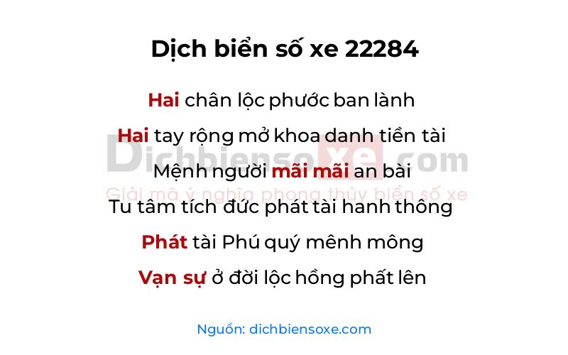 Dịch thơ biển số 22284