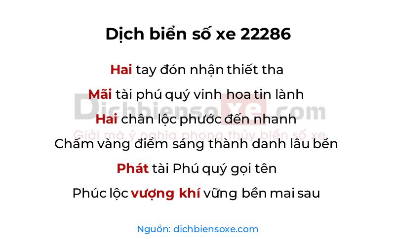 Dịch thơ biển số 22286