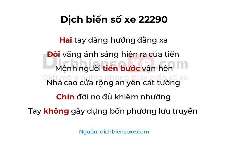 Dịch thơ biển số 22290