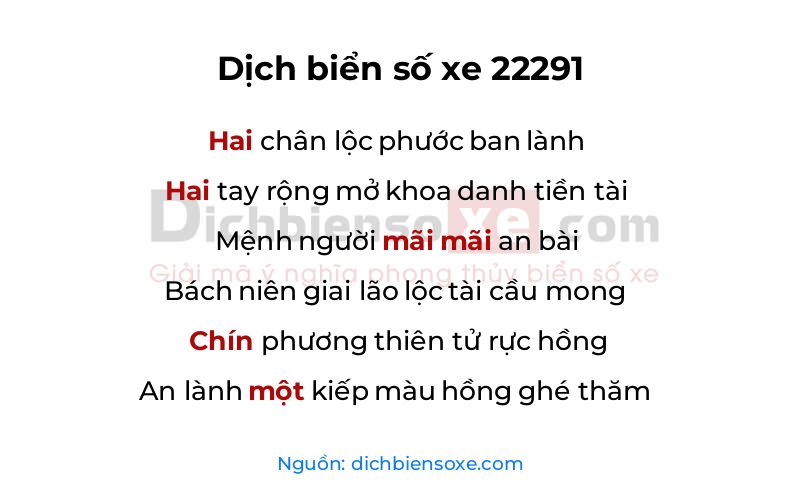 Dịch thơ biển số 22291