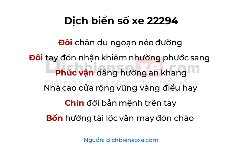 Dịch thơ biển số 22294