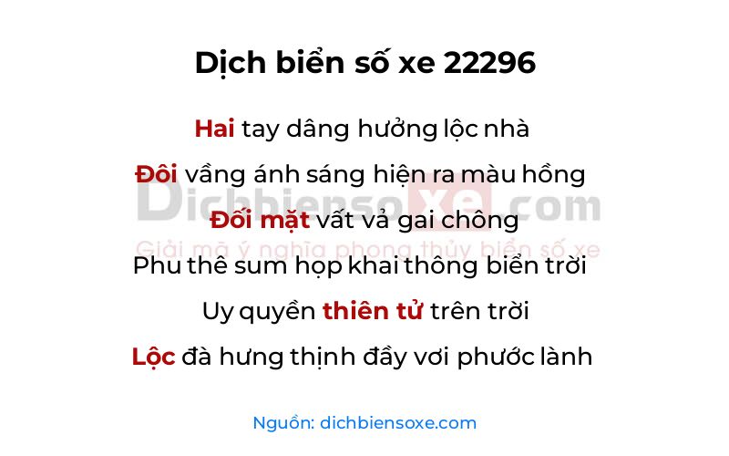 Dịch thơ biển số 22296