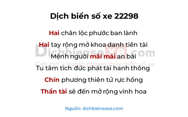 Dịch thơ biển số 22298