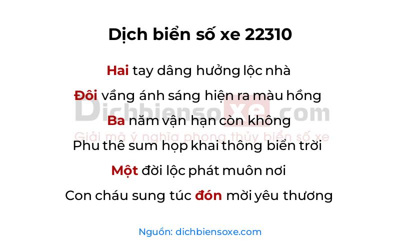 Dịch thơ biển số 22310