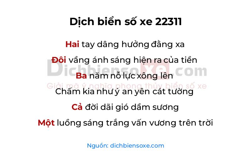 Dịch thơ biển số 22311