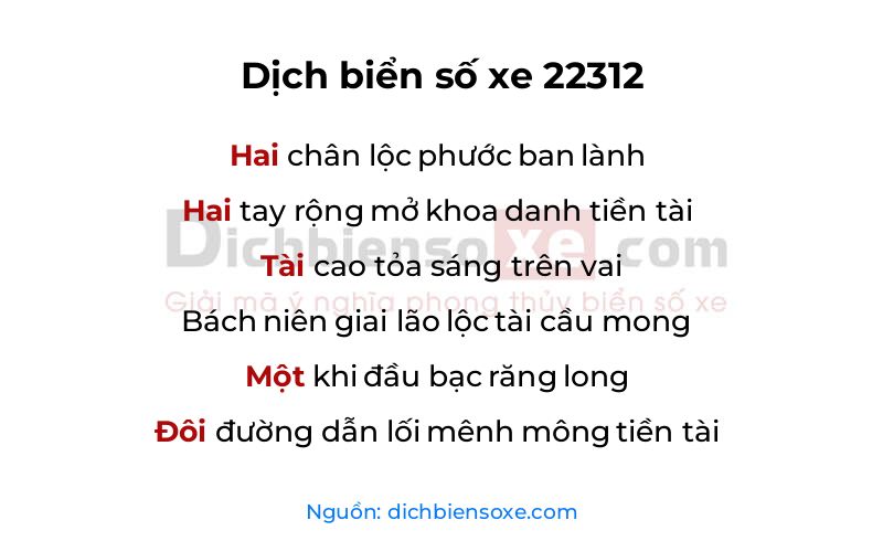 Dịch thơ biển số 22312