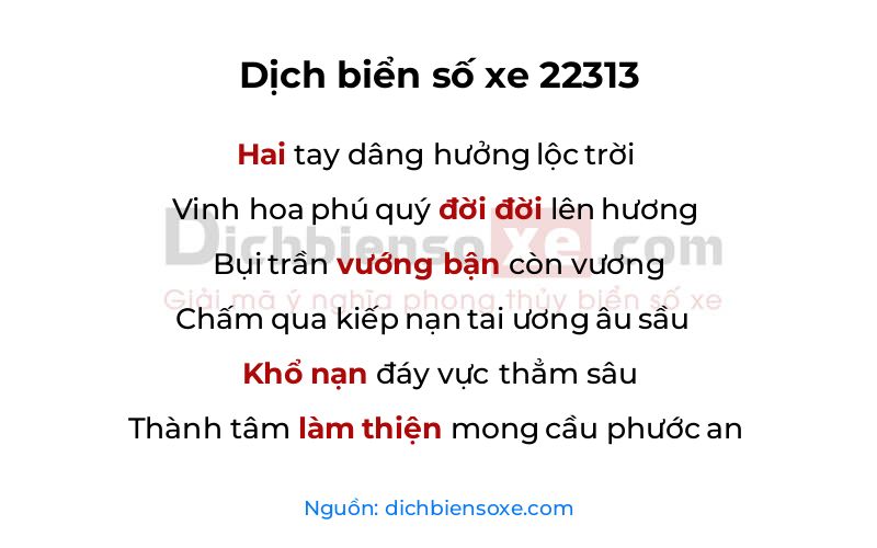 Dịch thơ biển số 22313