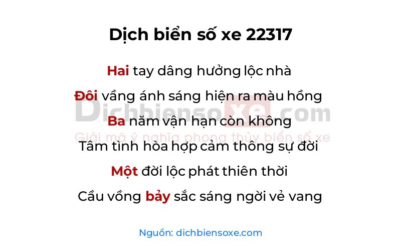 Dịch thơ biển số 22317