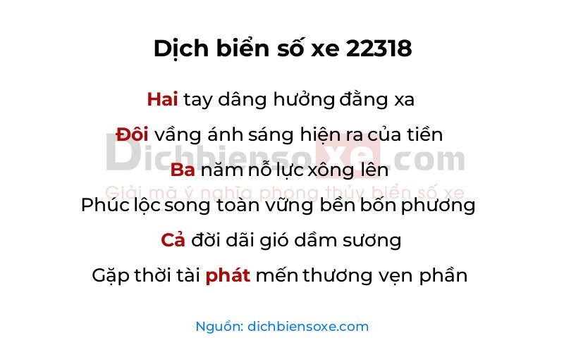 Dịch thơ biển số 22318