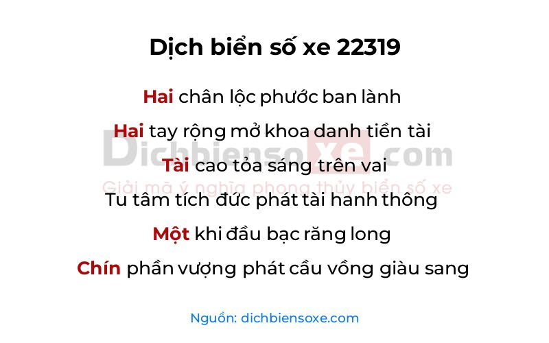 Dịch thơ biển số 22319