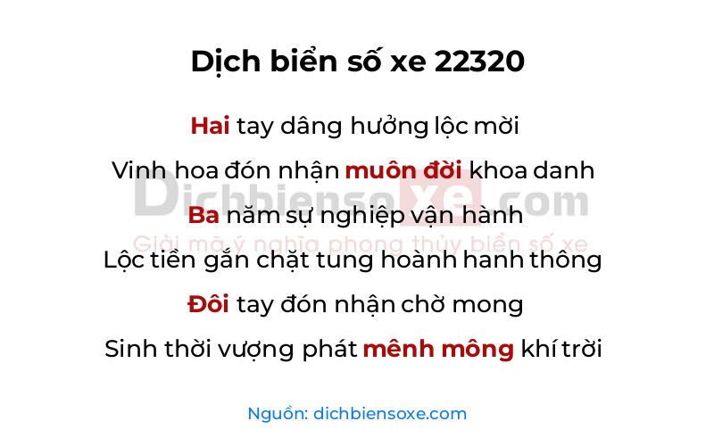 Dịch thơ biển số 22320