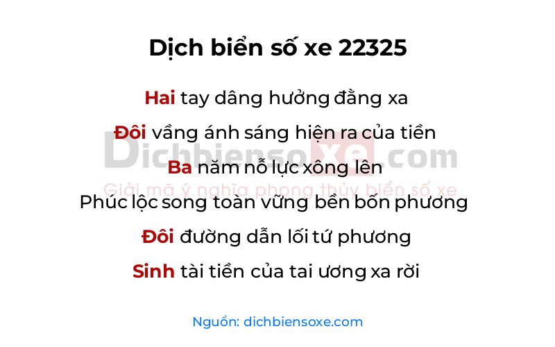 Dịch thơ biển số 22325