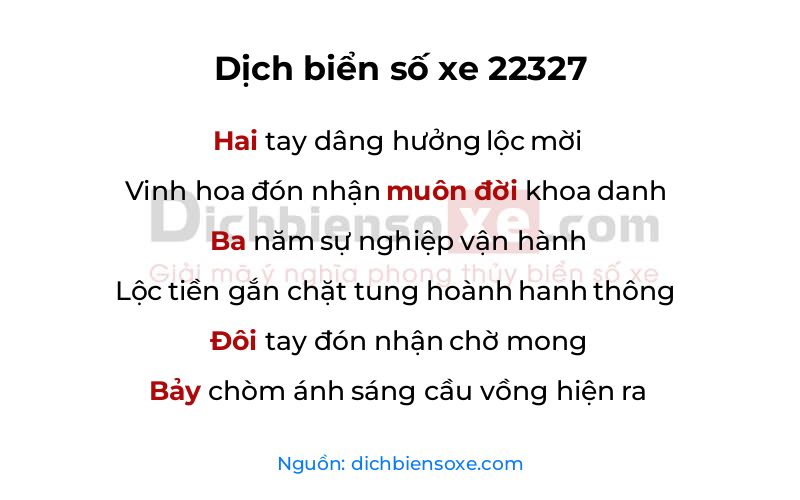 Dịch thơ biển số 22327