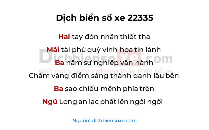 Dịch thơ biển số 22335