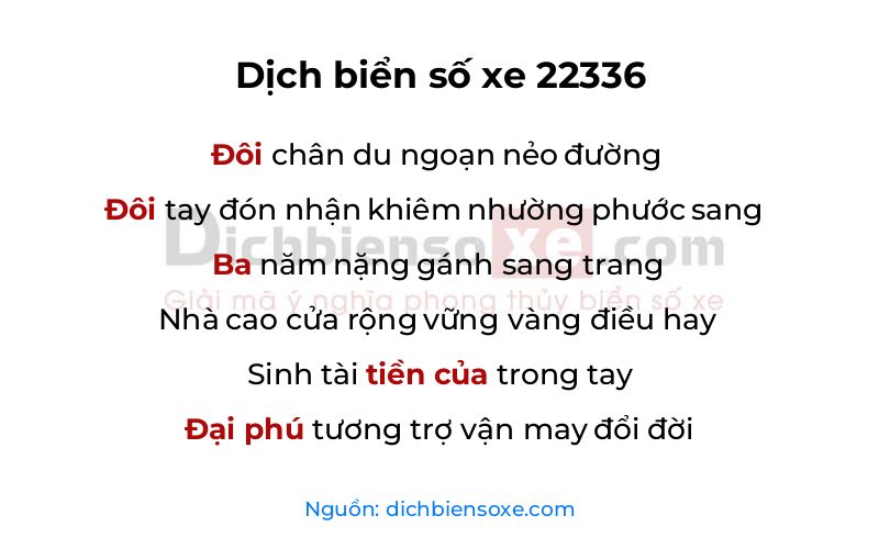 Dịch thơ biển số 22336
