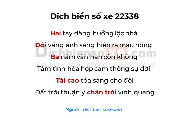 Dịch thơ biển số 22338