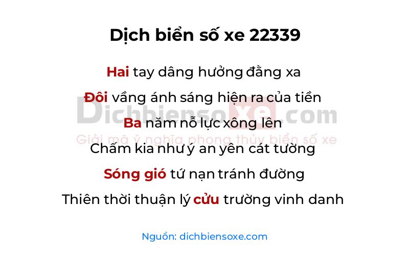 Dịch thơ biển số 22339