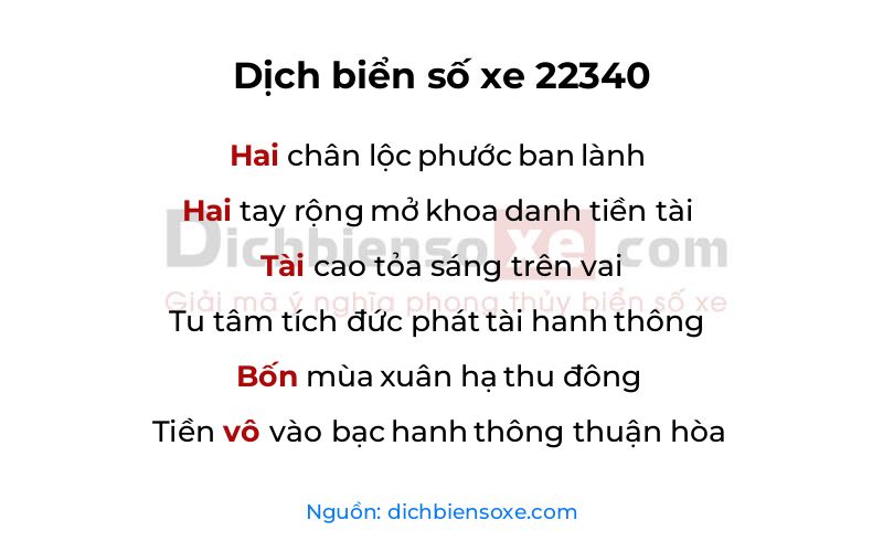 Dịch thơ biển số 22340