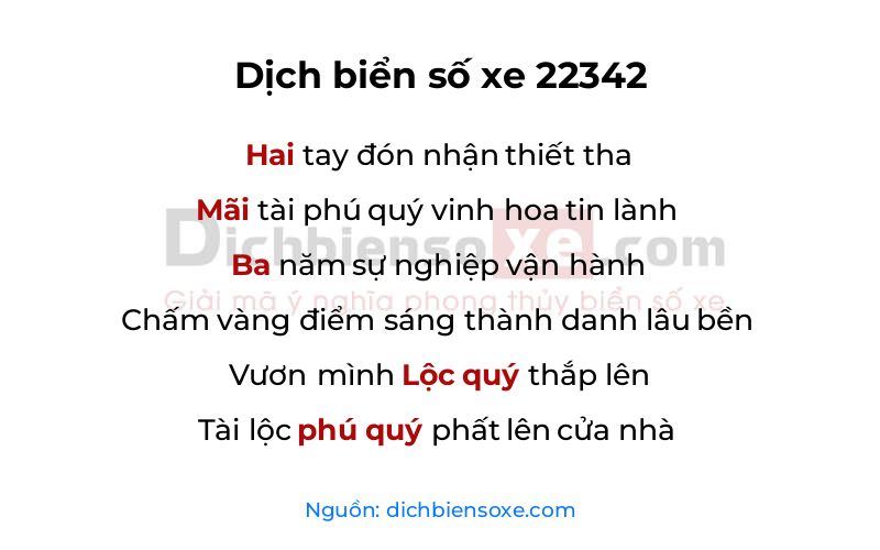 Dịch thơ biển số 22342