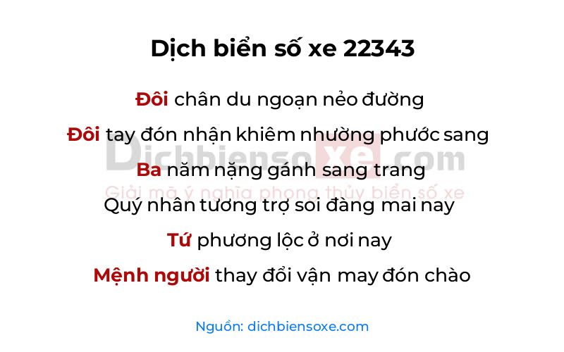 Dịch thơ biển số 22343