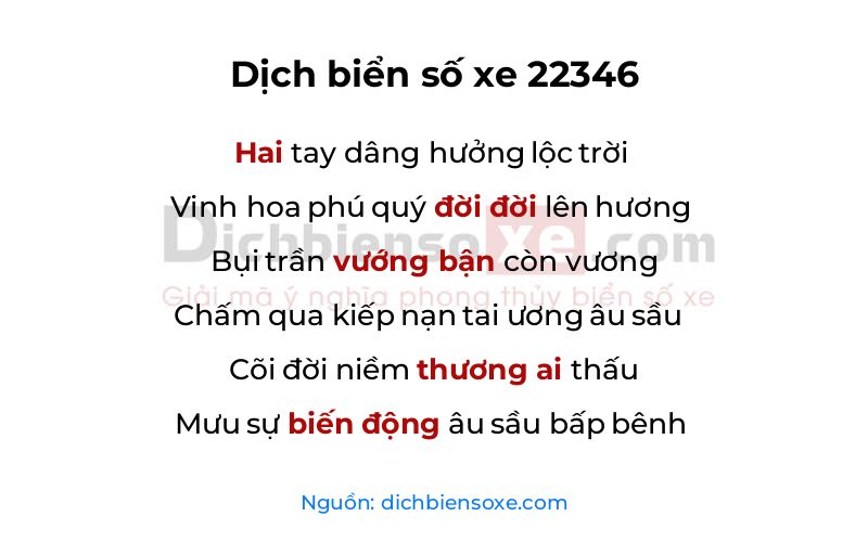 Dịch thơ biển số 22346
