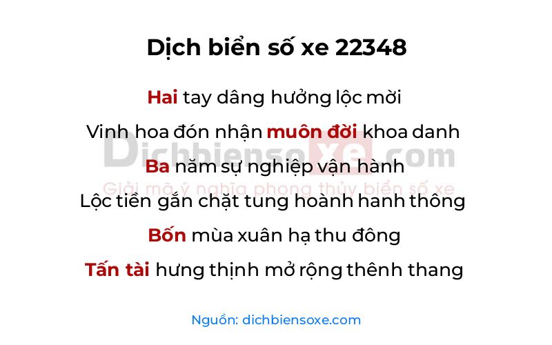 Dịch thơ biển số 22348