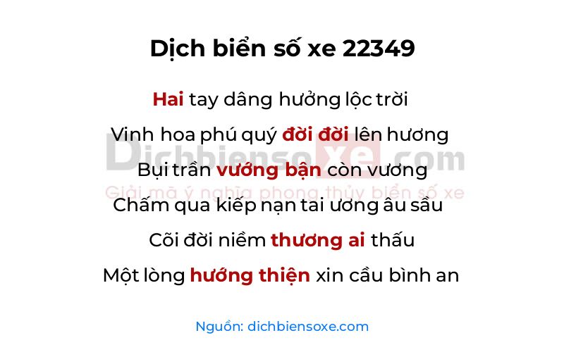 Dịch thơ biển số 22349