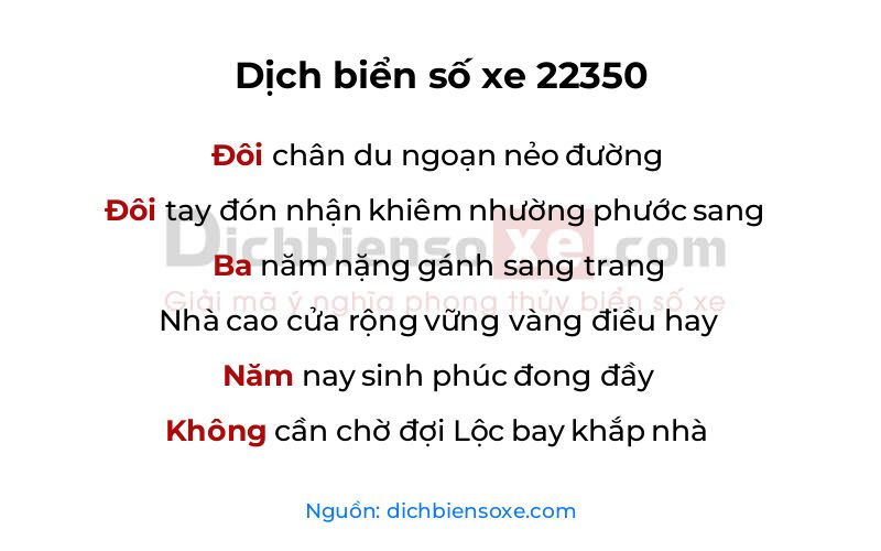 Dịch thơ biển số 22350