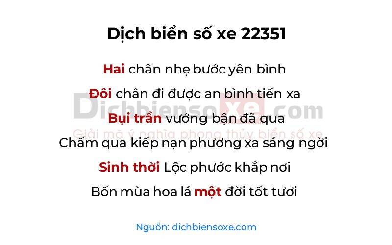 Dịch thơ biển số 22351