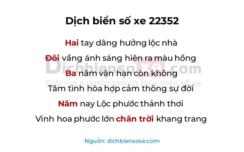 Dịch thơ biển số 22352