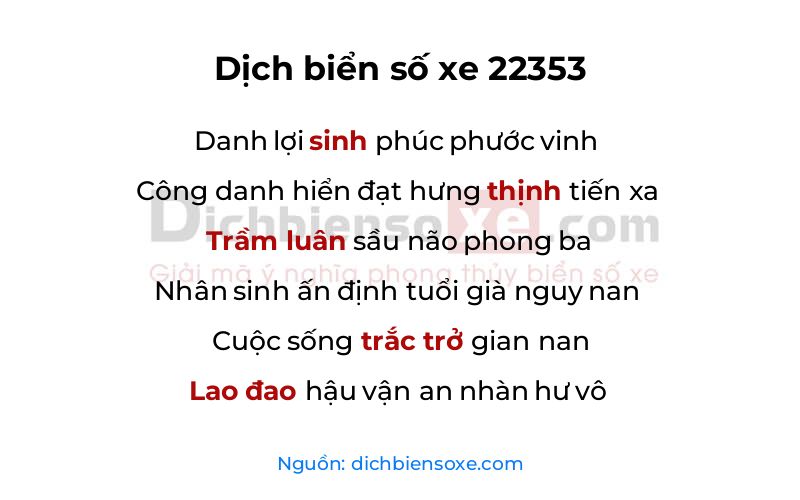 Dịch thơ biển số 22353