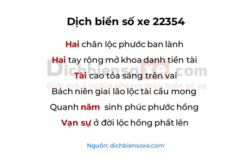 Dịch thơ biển số 22354