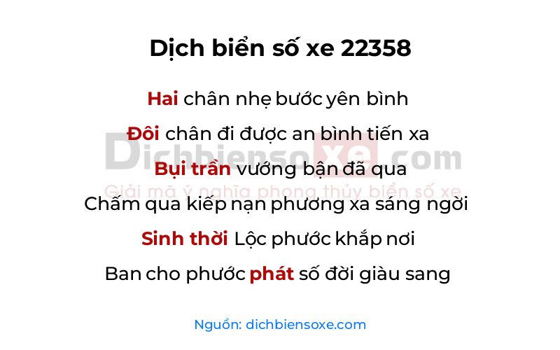 Dịch thơ biển số 22358